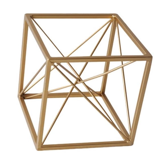 Decorative Golden Cube with Abstract Center Design, Small