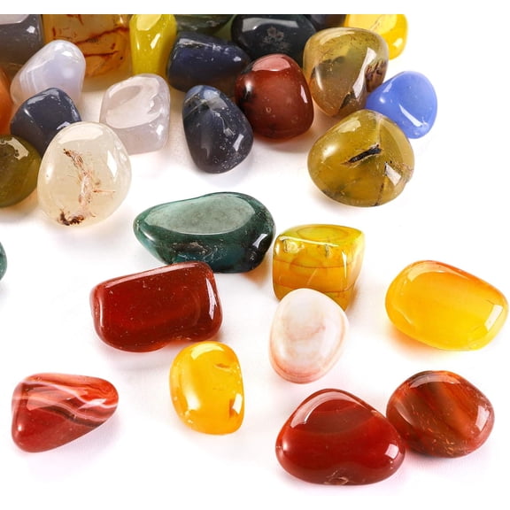 Decorative Gravel Stones, Colorful Mixed Agate Stone, Natural Polished Tumbled Stones for Vase Filler, Landscape Bottom Decoration, DIY Handmade