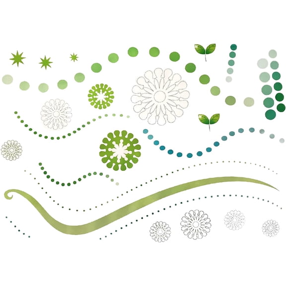 Decorative Green Abstract Designs Style Easy Peel and Stick DIY Wall Decal Adhesive Sticker for Home, Office, Workplace, Spa, Nail Salon, Beauty Salon, Nursery, Playroom and Classroom Decor