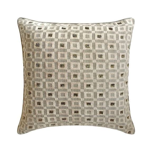 Decorative Grey 16"x16" (40x40 cm) Throw Pillow Covers, Velvet Beaded Throw Pillows For Sofa, Geometric Pattern Modern Style - Brickwork