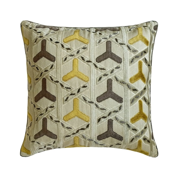 Decorative Grey 20"x20" (50x50 cm) Sqaure Throw Pillows, Velvet Beaded Throw Pillows For Couch, Geometric Pattern Modern Style - Tri Dimensional