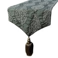 thumbnail image 1 of Decorative Grey Table Runner 6 - 8 Seater Table Runner (14 x 90 inch), Beaded & Tassels Table Runner, Silk fabric Table Linen, Paisley Pattern Contemporary Style - Celestial Paisley, 1 of 10