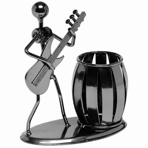 Decorative Gunmetal Gray Guitar Rocker Office Desktop Stand/ Pen, Pencil Holder