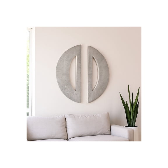 Decorative Half Circle Wall Art for Home Decor - Wall Hanging Accent for Bedroom, Living Room, and Bathroom Decor - Modern Entryway and Dinign Room Styling - Set of 2, 30", White