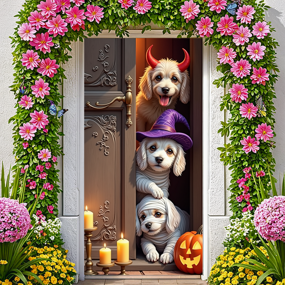 Decorative Halloween Banner Dog Costume Fancy Dress for Holiday Party Indoor Decoration Trick or Treat Celebration