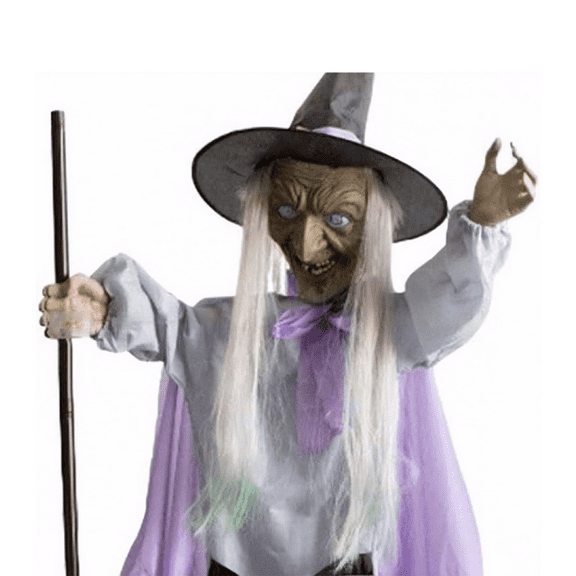 Decorative Halloween Decoration Animated Hovering Witch Animatronics Scary Props Ornament for Garden Yard Lawns