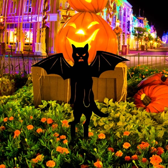Decorative Halloween Garden Stakes Black Metal Bat Garden Decoration Outdoor Statues Silhouette for Yards Patio Lawn