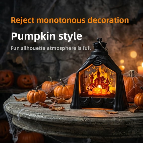 Decorative Halloween Shadow Box Lamp with Warm Glowing LED, Battery Powered Gothic Spooky Tree Night Light for Holiday Tabletop, Bookshelf and Fireplace Mantel Decor