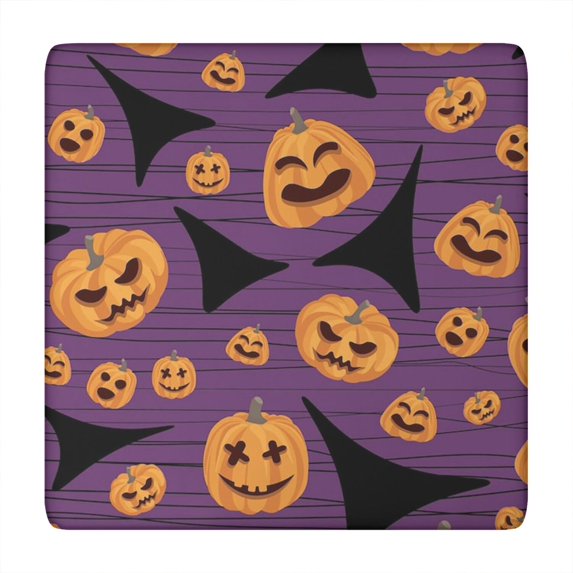 Decorative Halloween Themed Tablecloth with Elastic Hem 34x34 Inch - Stretch Fit Spooky Design Perfect for Holiday Dining Table Decor