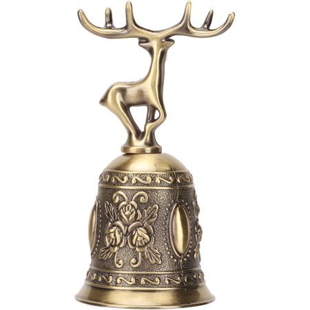 Decorative Hand Bell, 4.6x2.1in Deer Shape Handle Hand Bell Metal Hand Call Bell Christmas Bell for Reception Dinner Shop Hotel Service Meditation Prayer Pet Feeding(Gold)