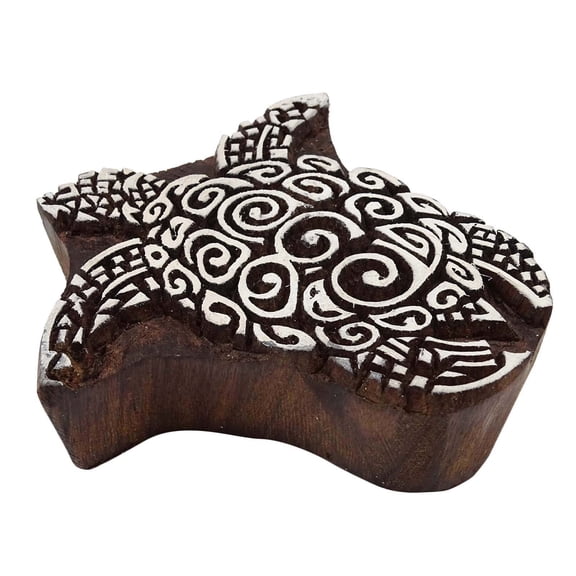 Decorative Hand Carved Turtle Printing Wooden Stamp Blocks Border Stamps