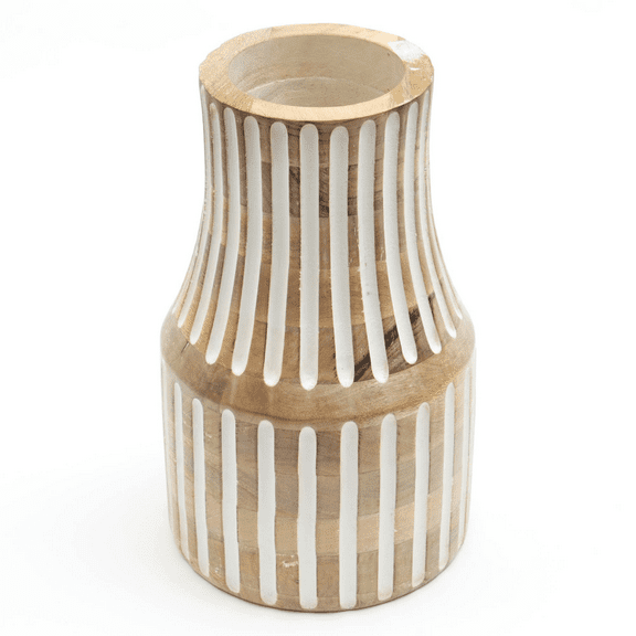 Decorative Handcrafted Accent Wood Vase for Living Room On-Site