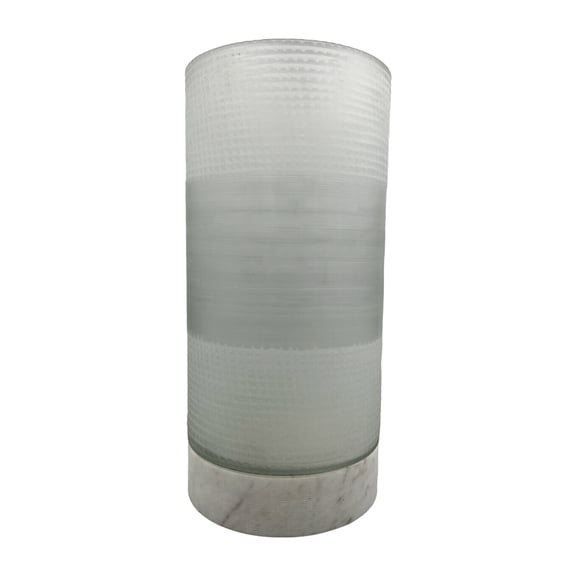 Decorative Handmade Glass Elegant Alabaster Cylinder Vase in White, 16.5