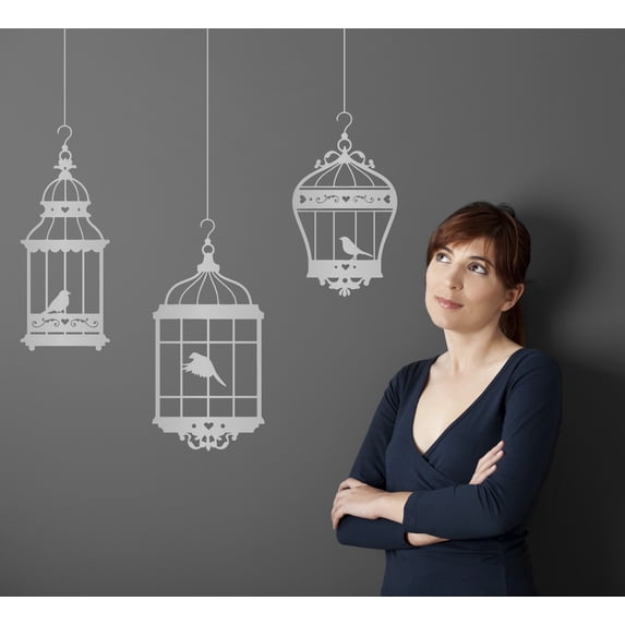 Decorative Hanging Birdcages Wall Decal Stickers