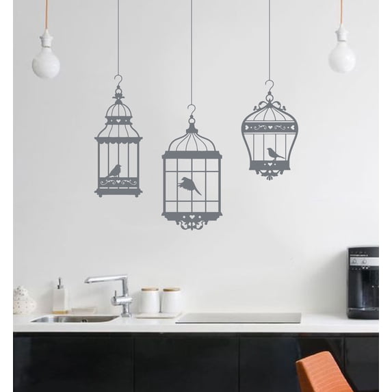 Decorative Hanging Birdcages Wall Decal Stickers