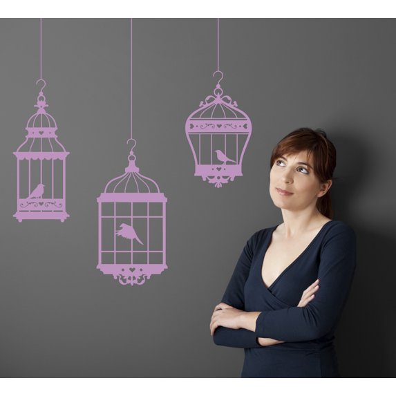 Decorative Hanging Birdcages Wall Decal Stickers