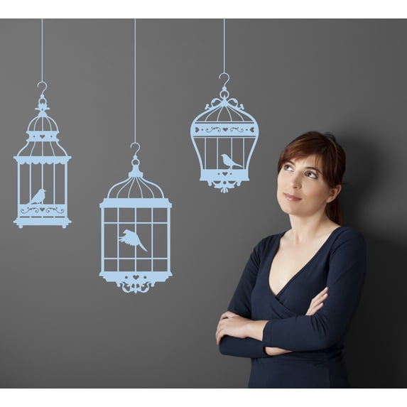 Decorative Hanging Birdcages Wall Decal Stickers