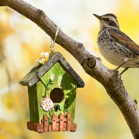 Decorative Hanging Resin Birdhouse Outdoor Garden Novelty Hut for Lovers
