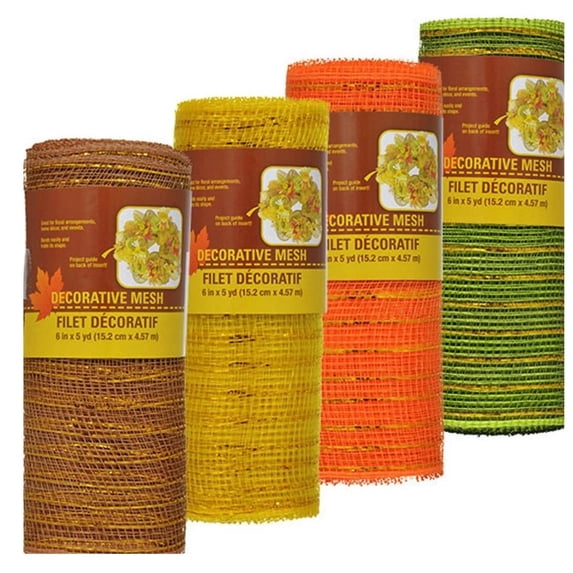 Decorative Harvest Mesh in Fall Colors Set of 4 - Orange, Yellow, Green ...