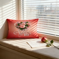 Decorative Heart Print U-Shaped Pillowcase, 12X20 Inch, Home Decor - Without Pillow Insert, Heart Printed Pattern, U-Shape Design, Ornamental - For Bedroom, Living Room, Sofa,