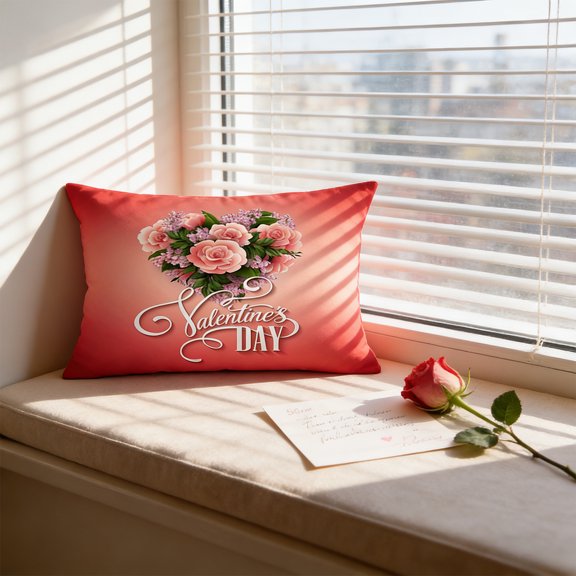 Decorative Heart Print U-Shaped Pillowcase, 12X20 Inch, Home Decor - Without Pillow Insert, Heart Printed Pattern, U-Shape Design, Ornamental - For Bedroom, Living Room, Sofa,