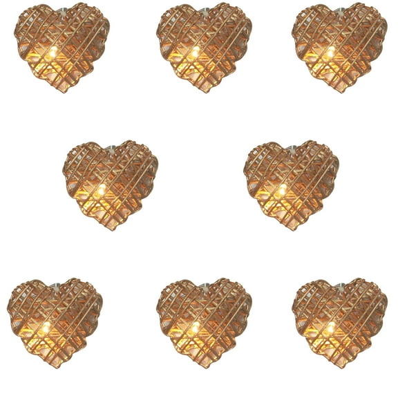 Decorative Heart Rattan String Lights - 10 Fairy Lights Perfect for Garden Home Bedroom Party Wedding Festival Christmas Valentine's Day Decor, Warm White