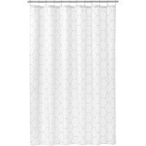 Decorative Hexagon Print - Easy Care Fabric Shower Curtain with Reinforced Buttonholes, for Bathroom Showers, Stalls and Bathtubs, Machine Washable - 72" x 72" - White/Black