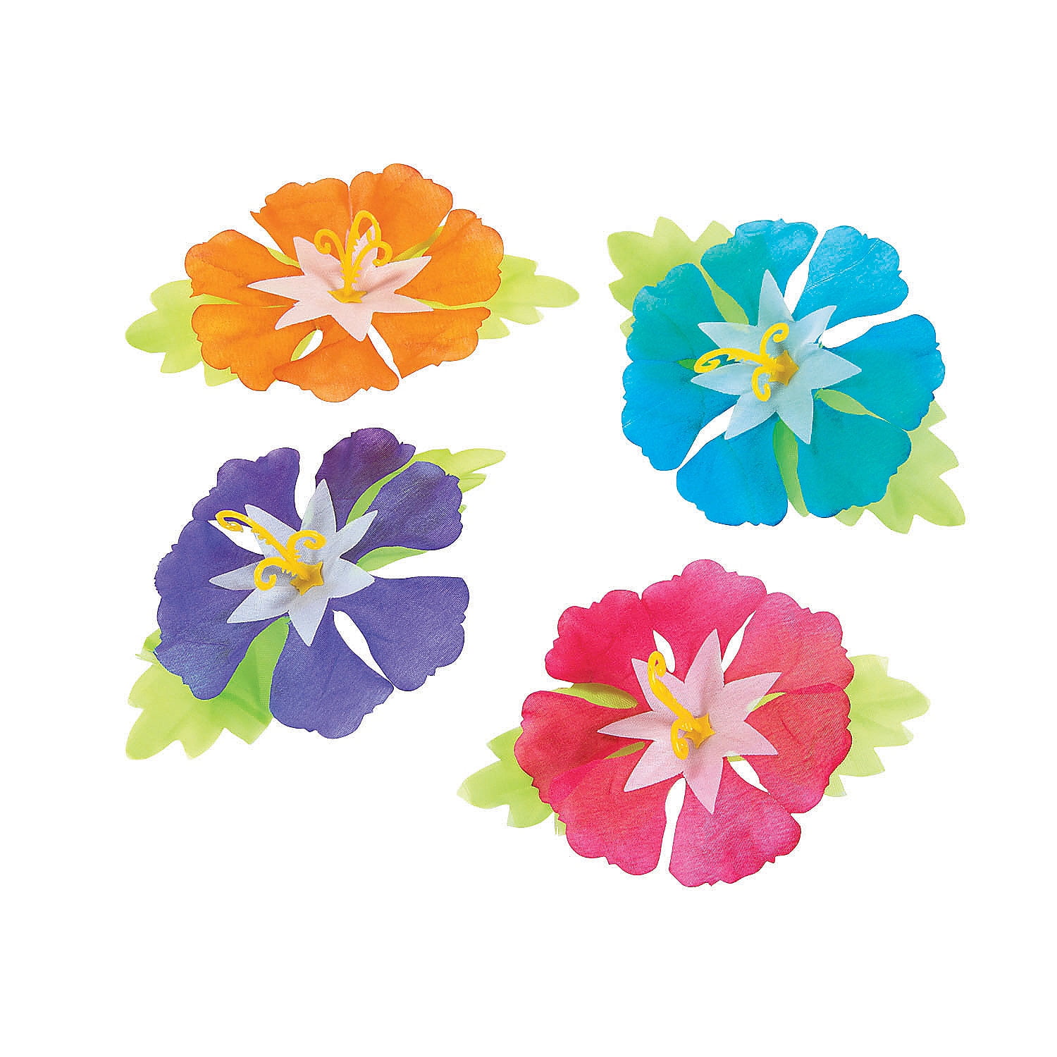 Assorted Color Polyester Hibiscus Flower Decorations - 24 Pieces