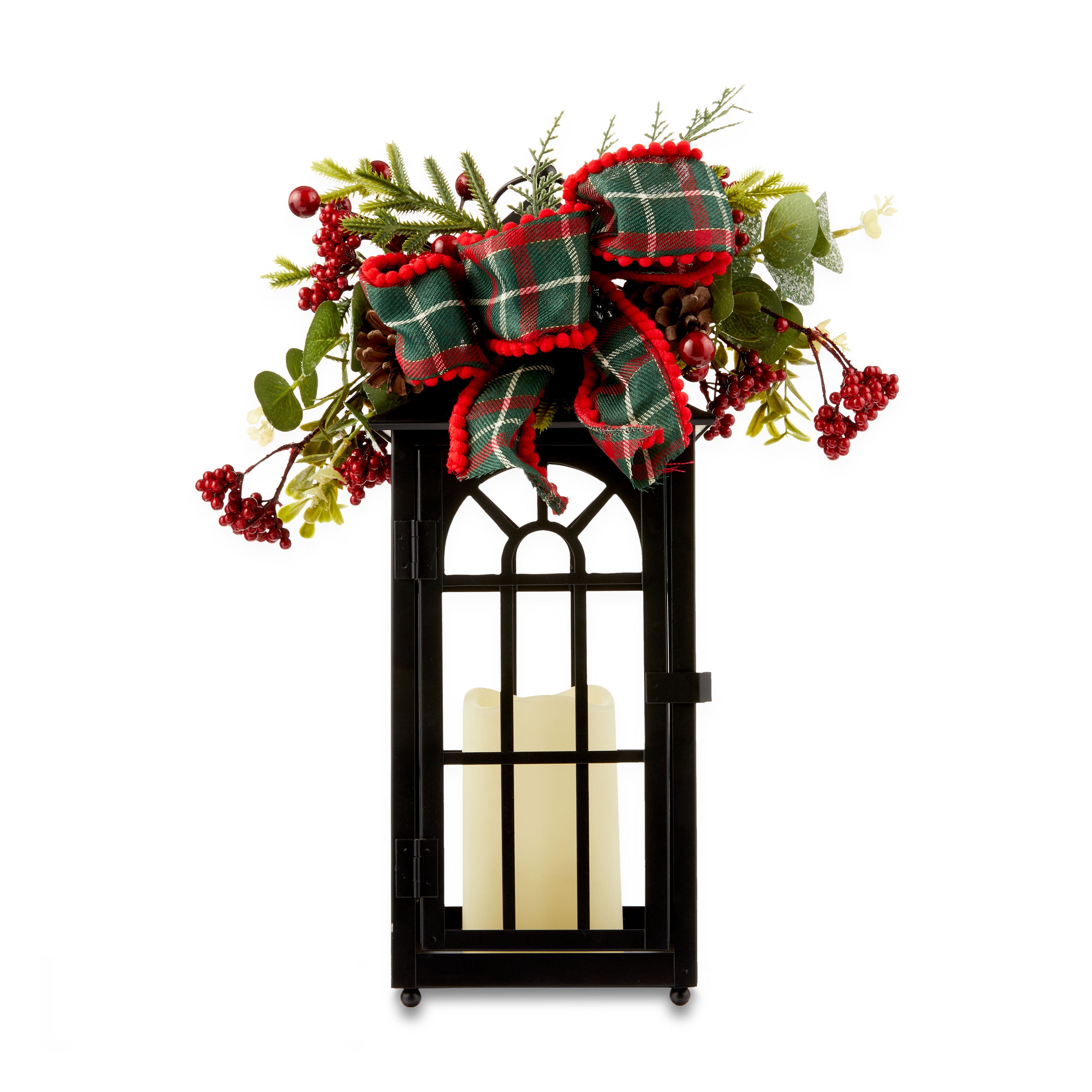 Decorative Holiday Lighting Led Pillar Candle Lantern, Black 17 in, by