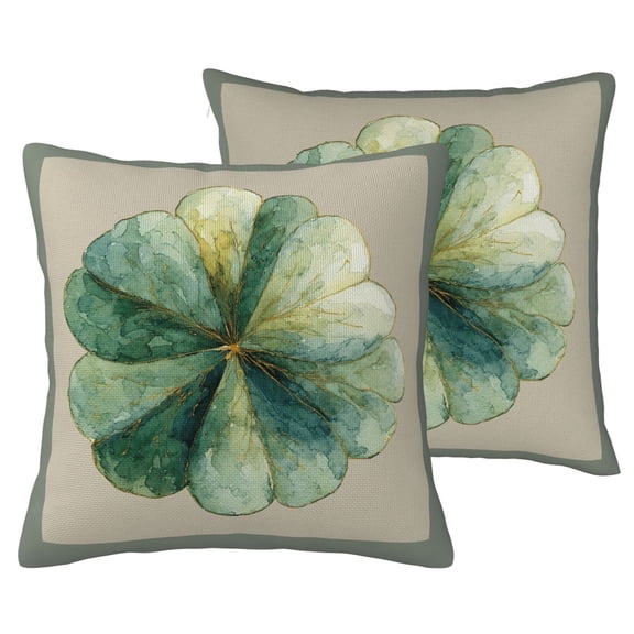 Decorative Holiday Throw Pillow Covers 2 Pack, St. Patrick's Day Theme Faux Linen Cushion Cases, Double Sided Lucky Design for Party Decor(No Insert) 16"x16"