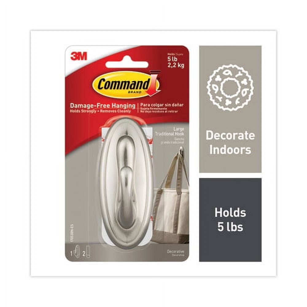 Decorative Hooks, Traditional, Large, 1 Hook And 2 Strips/pack | Bundle of 10 Packs
