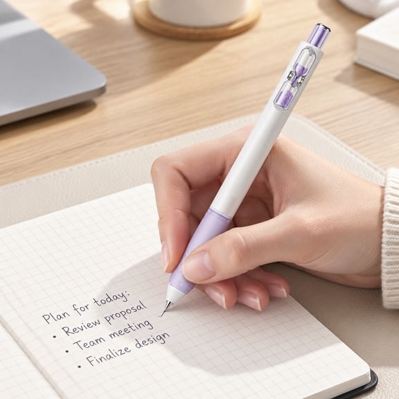 Decorative Hourglass Gel Pen, Rotating Barrel Journal Pen, Lightweight Writing Stationery for Home Office and Meeting Notes