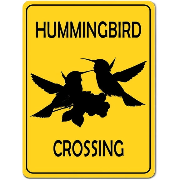Decorative Hummingbird Warning Sign, 8"x12" Funny Private Property Sign, Aluminum Metal Notice Sign for Outdoor Yard Fence Campsite Workplace, Watch Out for Humming Birds Sign