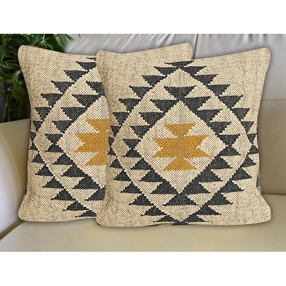 Decorative Indian Style Pillow Cover For Home Bedroom Décor Wool Jute Square Cushion Case