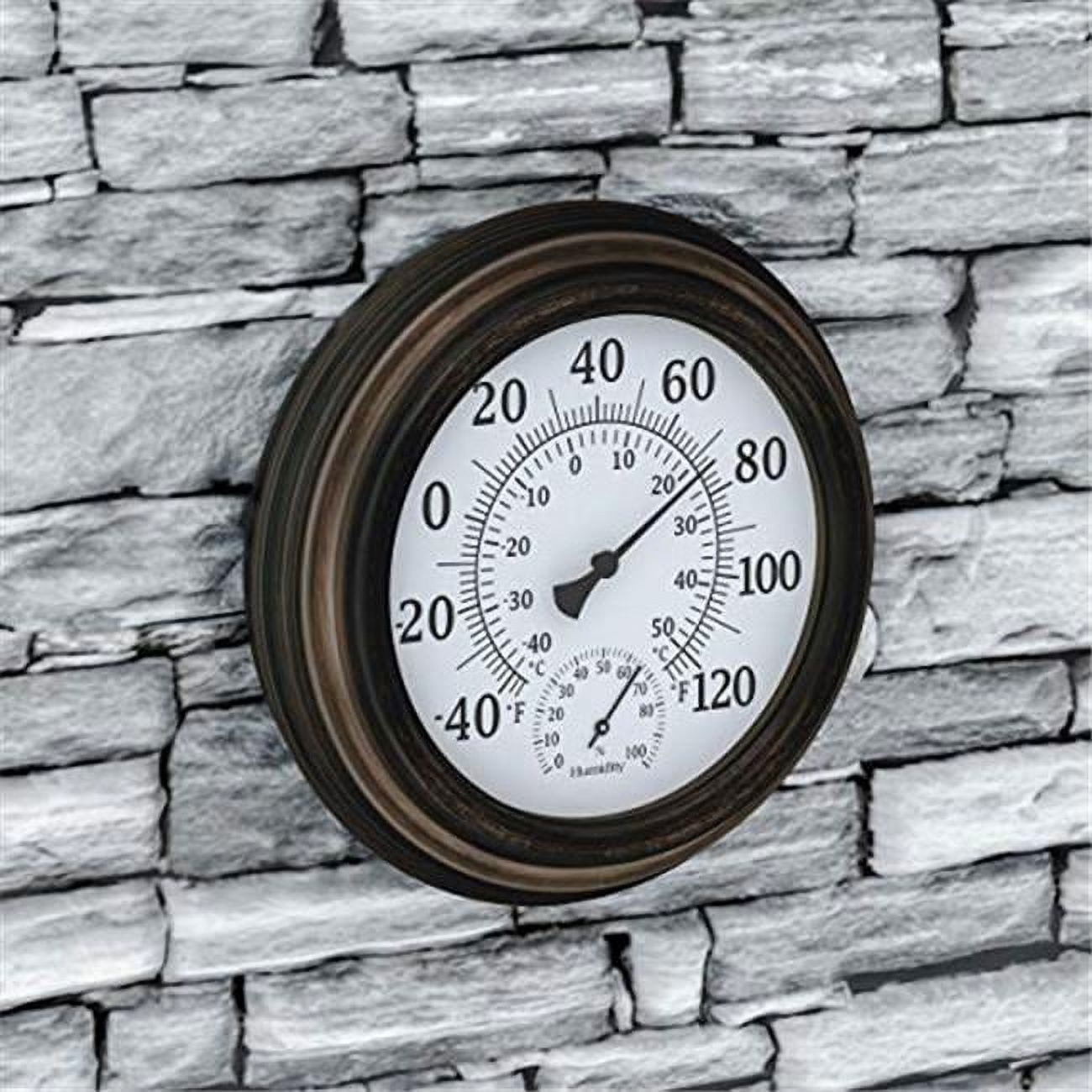 Bronze 8-Inch Wall Mount Indoor Outdoor Thermometer with Humidity Sensor