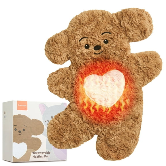 Dreamegg Heating Pad for Period Cramps Relief, Microwavable Heating Pads, Brown Teddy