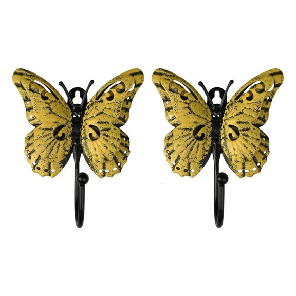 Decorative Iron Butterfly Wall Hanger With Hand Painted Finish For Home