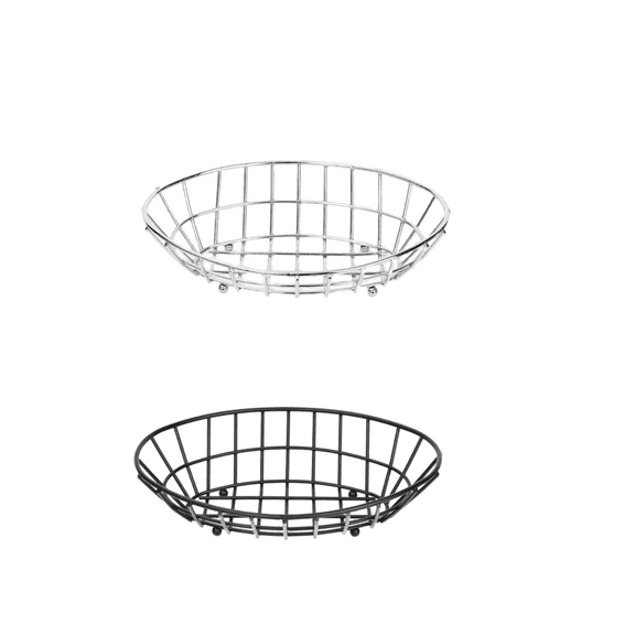 Decorative Iron Fruit Baskets Set Silver Black Variant 2 Pack Home Design