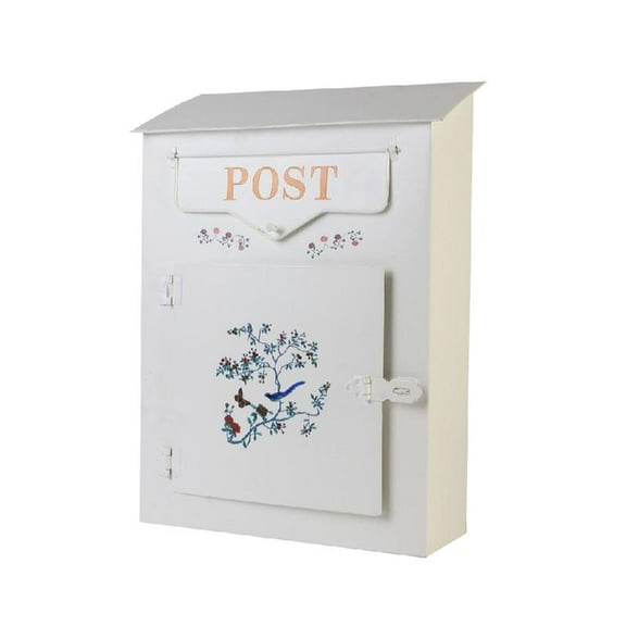 Decorative Iron Mailbox Featuring Bird Artwork Outdoor Use Corrosions Finish High Capacity Mail Storage