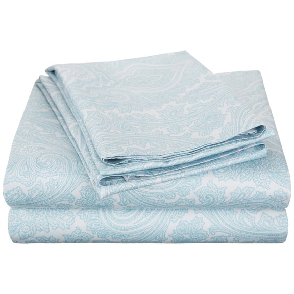 Decorative Italian Paisley Cotton-Rich Sheet Set Blue / Queen
