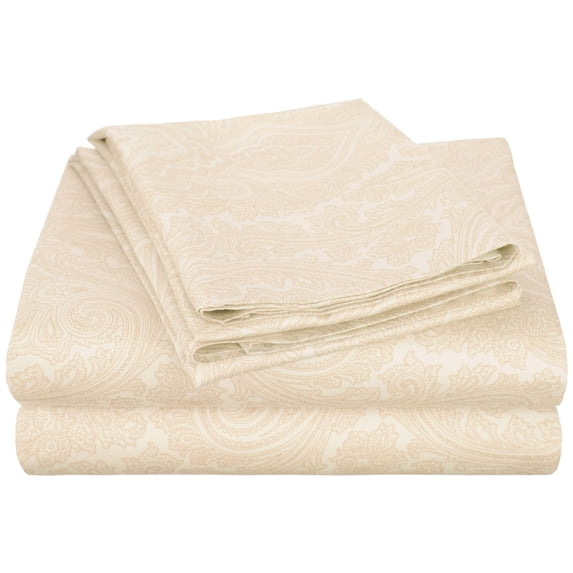 Decorative Italian Paisley Cotton-Rich Sheet Set Ivory / Full