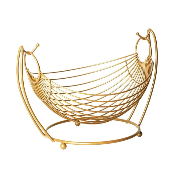 Decorative Kitchen Vegetable Organizer Fruit Storage Rack Basket Gold , 28x20cm
