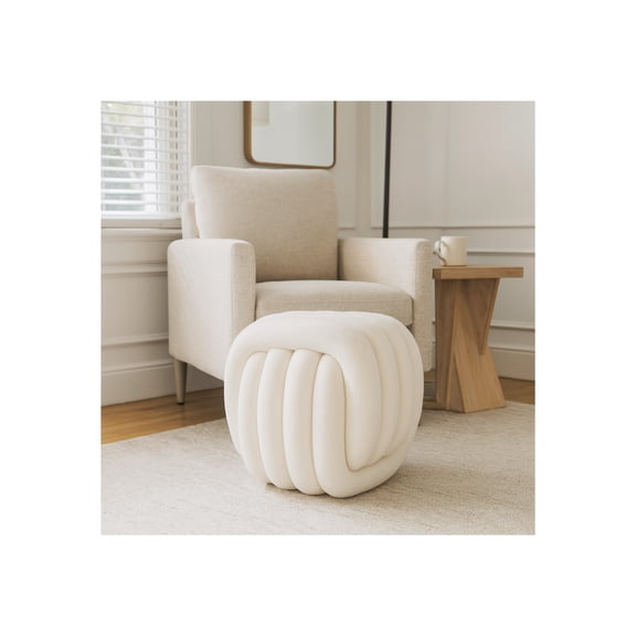 Decorative Knot Sculpture Stool for Home Decor - Modern Art Inspired Design Ottoman Perfect for Vanity, Bedroom, and Living Room Furniture - Stylish Foot Rest Ottoman for Office - 18", White