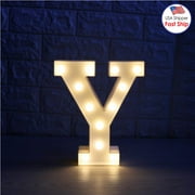 Decorative LED Illuminated Letter Marquee Sign Y - Alphabet Marquee Letters with Lights For Wedding Birthday Party Christmas Night Light Lamp Home Bar Decoration (Y)