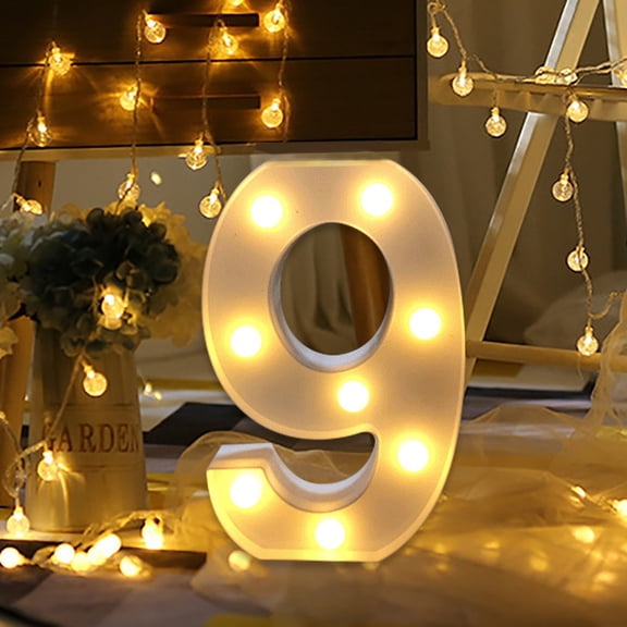 Decorative LED Light up Letter, 8.66" Tall Battery Powered LED Night Light with Remote(Can just control this light) for Christmas Wedding Home Bar Birthday Party Decoration(Numebr 9 )