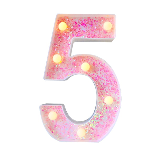 Decorative LED Light up Number, 8.66" Tall Colorful Light Battery Powered Christmas Birthday Gift Home Bedroom Wedding Shiny Party Decoration(Numebr 5 )