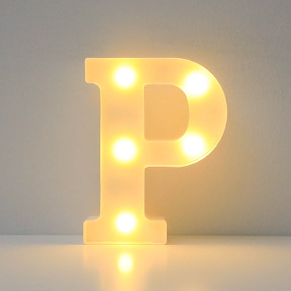 Decorative LED Light up Letters, 6.3" Tall Battery Powered LED Night Light for Christmas Wedding Home Bar Birthday Party Decoration(Letter P )