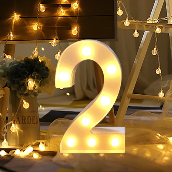 Decorative LED Light up Number, 8.66" Tall Battery Powered LED Night Light for Christmas Wedding Home Bar Birthday Party Decoration(Numebr 2 )