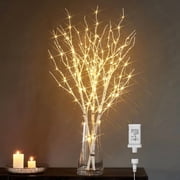 Decorative LED Lighted Branch Lights Battery Operated Artificial LED Twig Branches Decoration for Home Room Decor Christmas Vase Warm white light on birch branches
