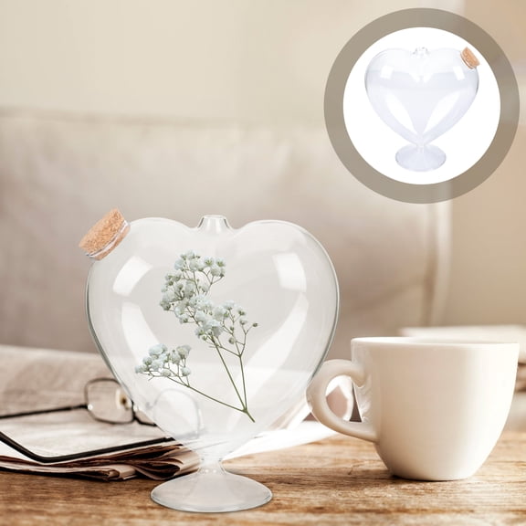 SEWCHICS Transparent Glass Heart-Shaped Wishing Bottle Container, 1 Piece, Decorative Storage Jar for and Crafts